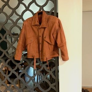 Suede/Leather jacket with shoulder pads! Size S/M and super cute